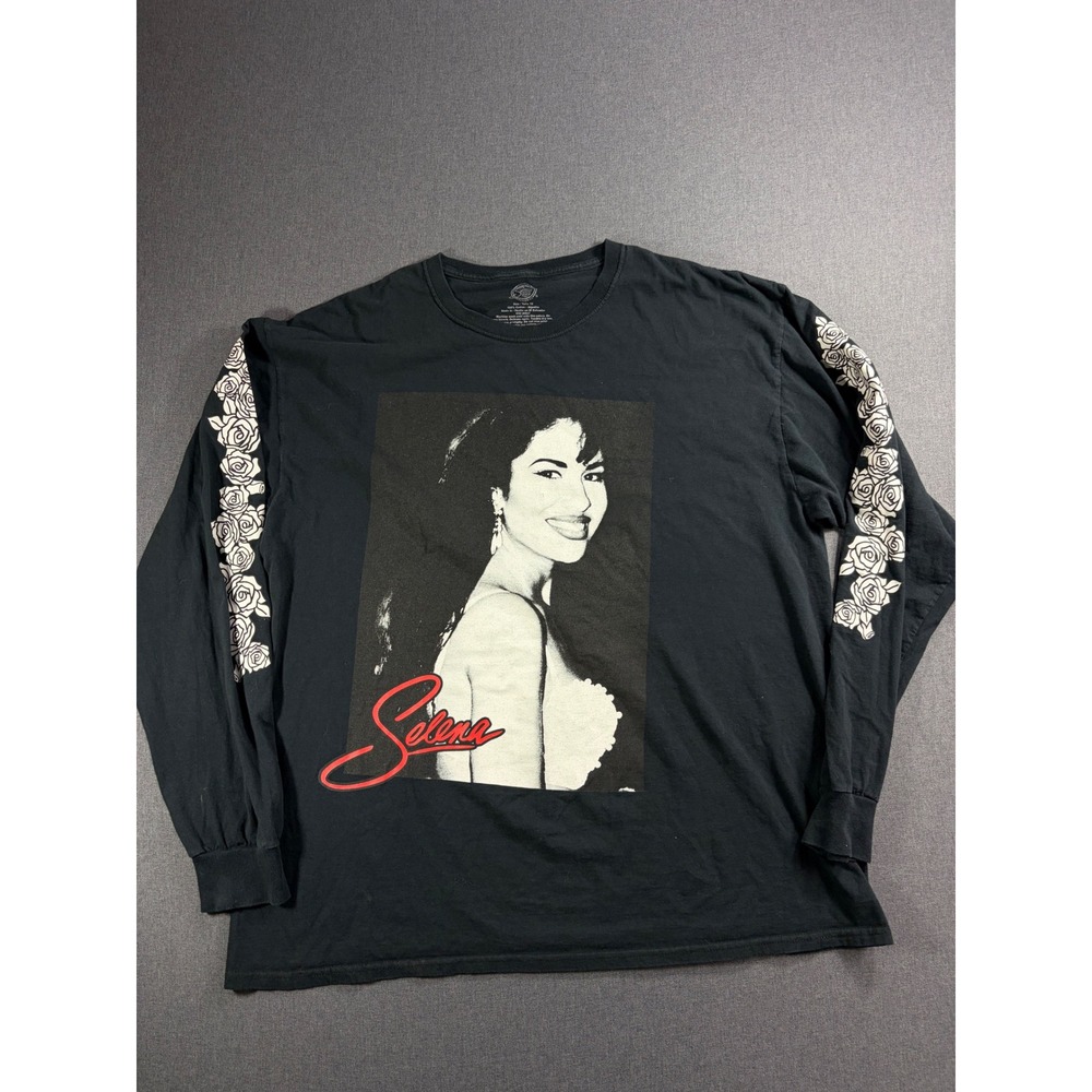 Selena Quintanilla Official Merchandise Black Rose Graphic Long Sleeve Tee 1X